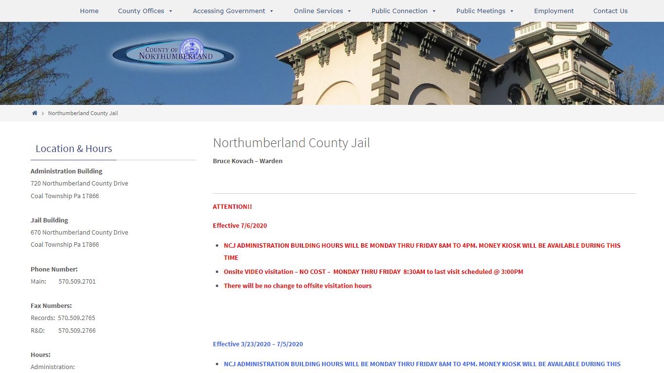 Northumberland County Jail – County of Northumberland