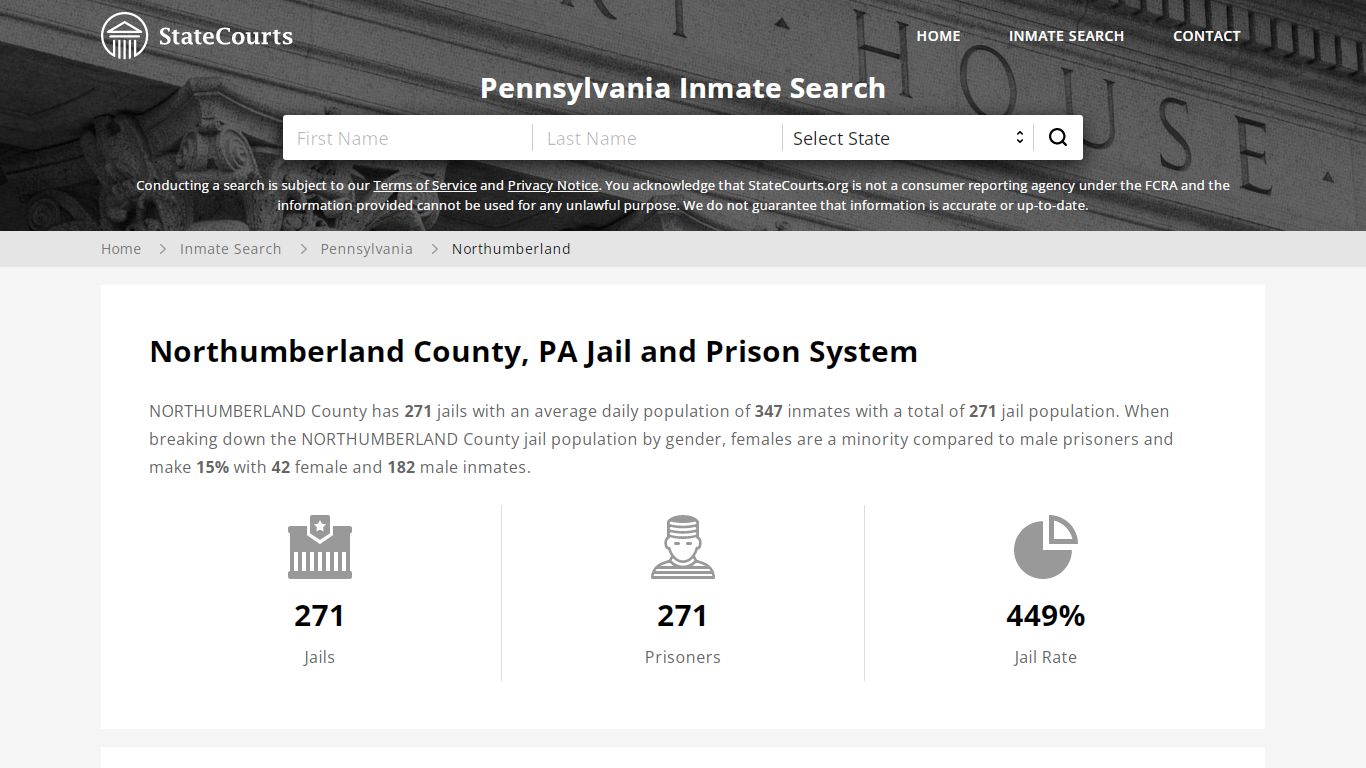 Northumberland County, PA Inmate Search - StateCourts