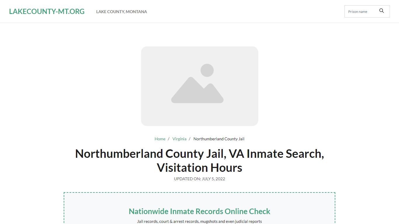 Northumberland County Jail, VA Inmate Search, Visitation Hours
